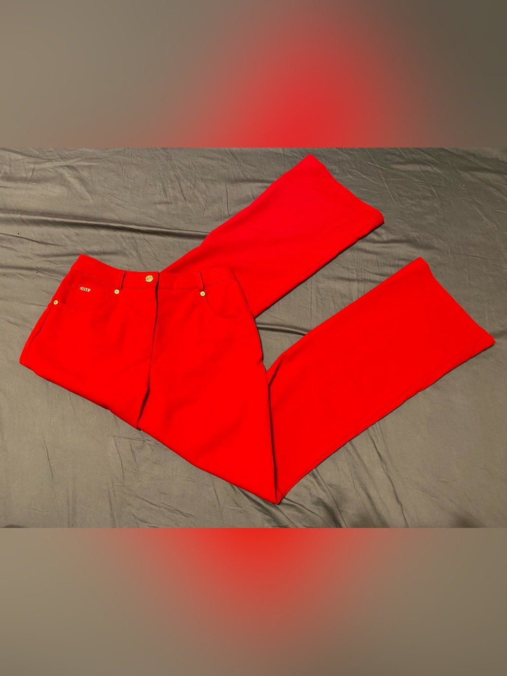 St. John Sport by Marie Gray red straight leg pants, size 6 (waist 26 in.)